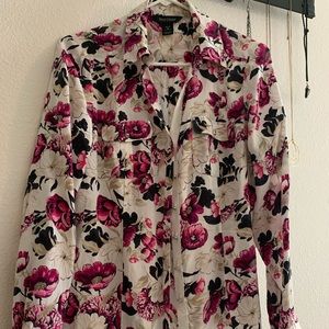 WHBM floral silk blouse size 10